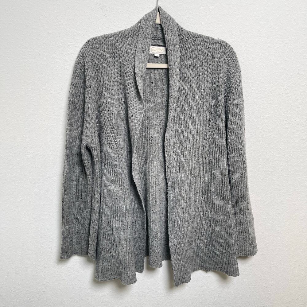 Mudpie Gray Speckled Knit Open Cardigan Waterfall Front Sweater Size S/M